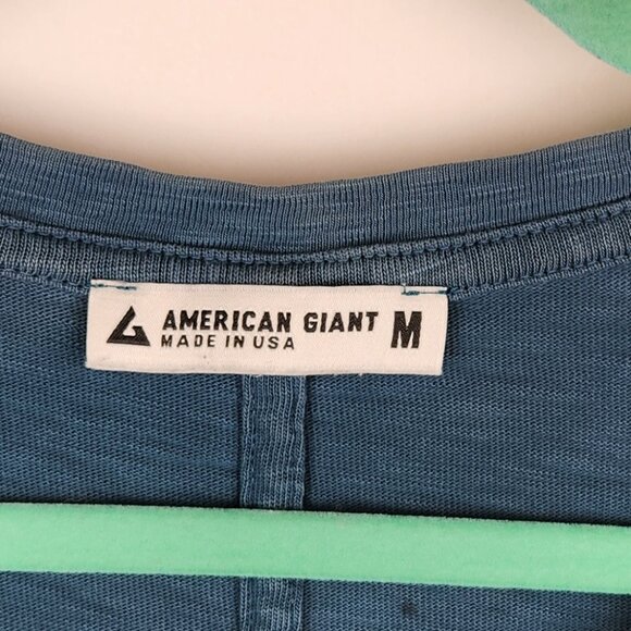 American Giant Supima Cotton Slub V-Neck Tee Teal Blue sz M Flawed - Picture 5 of 7